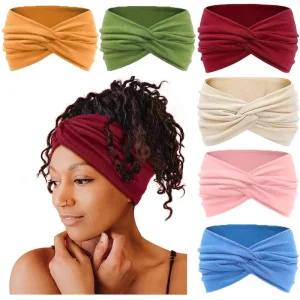 Wide Boho Headbands Large Turban Hairband Hair Twisted Knot Accessories Non Slip Workout Yoga Sport Headbands for Women
