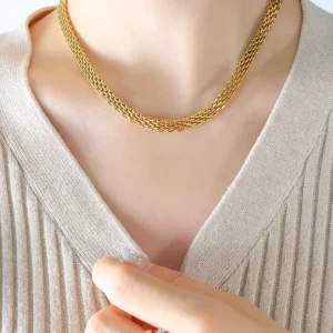 Wide Woven Mesh Unisex Neck Chains Two Colors Available Chunky Necklace New Unique Waterproof Fashion Jewelry