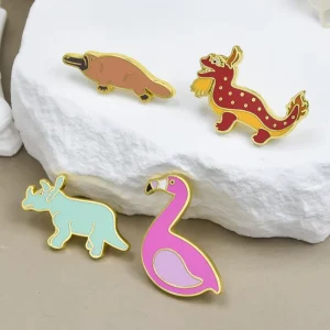 Wildlife Animal Lapel Pins Cartoon Platypus Flamingo Rhino Dragon Metal Brooch Enamel Collectible Pin for Zoo Souvenir