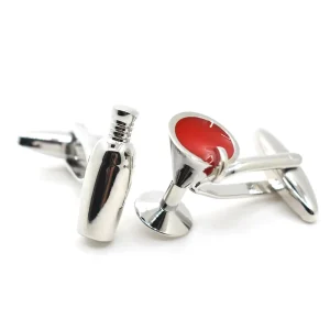 Wine Cup Bottle Novelty Cufflinks Custom Men’s Suit Shirt Fashion Accessory Wedding Tuxedo Trendy Jewelry Gift Set