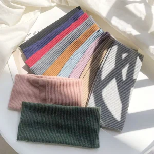 Winter Hair Accessories Pure Color Headband Knit Wide Simple Elastic Hair Bands for Women Sport Makeup Hairband
