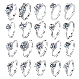 With GRA Certification S925 Sterling Silver Round Brilliant Cut Moissanite Ring Fashion Sunflower Ring for Women Wedding Gift