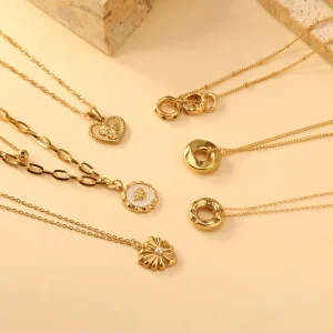 Women 18K PVD Gold Plated Stainless Steel Pendant Necklace Waterproof Matte Custom Gift