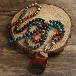 Women 8mm Imperial Jasper Customized Handmade Personalized Necklace 108 Beads Yoga Mala Prayer Beaded Necklace