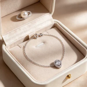 Women 925 Sterling Silver Bracelet With Cubic Zirconia For Party Wear
