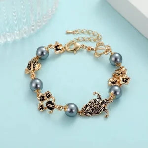 Women Adjustable Summer Accessories Charm Pearl Gold Jewelry Samoa Hawaiian Bracelet