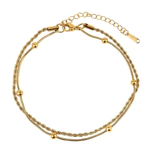 Women Anklet 18K Gold Plated Color Retention Stainless Steel Foot Jewelry
