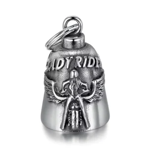 Women Biker Guardian Bell Necklace Stainless Steel Motorcycle Lucky Riding Pendant Jewelry Factory Supply Bulk