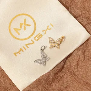 Women Butterfly Zirconia Pendant Stainless Steel DIY Custom Gold Plated Pendant Accessories