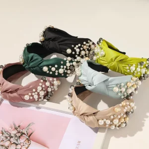 Women Colorful Luxury Fashion Hair Hoop Rhinestone Pearl Headband for Girls Party Hair Accessories