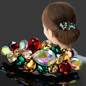Women Colorful Rhinestone Hair Clip Hairpin Accessories Woman Luxury Fashion Crystal Metal Spring Hairgrips Hair Clips