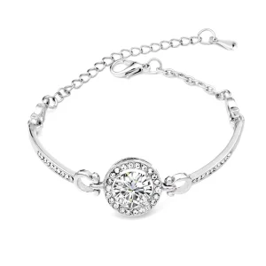 Women Crystal Zircon Charms Bangles Bracelets Adjustable Size