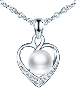 Women Custom Heart Pearl Necklace Jewelry