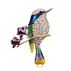 Women Enamel Bird Brooches Fashion Rhinestone Cute Vivid Flying Fledgling Animal Brooch Pins Scarf Dress Coat Lapel Gift