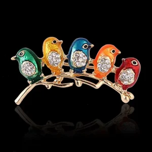 Women Fashion Brooches Alloy Diamond Elegant Vintage Bird Brooch