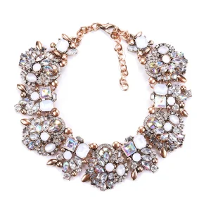 Women Fashion Charm Jewelry Clothing Accessories Short Necklace Crystal Rhinestone Floral Necklaces