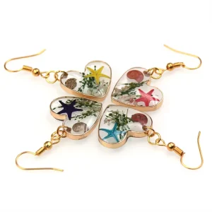 Women Fashion Earring Custom Starfish and Shell Big Heart Earrings for Girls