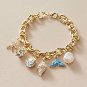 Women Fashion Gold Plated Alloy Bracelet Adjustable Ocean Series Chain Elegant Design Fashion Chain Link Bracelets