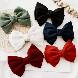 Women Fashion Hair Clips Solid Color Hair Accessories Linen Bows Floral Butterfly Hair Claw for Girls