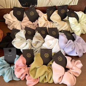 Women Fashion Oversized Satin Scrunchies Solid Color Classic Large Satin Hair Accessories Hair Tie Scrunchies