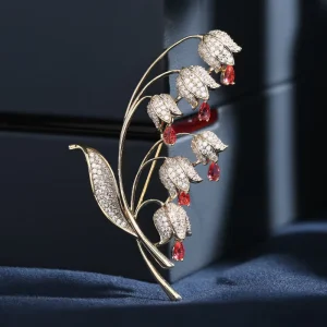 Women Fashion Zircon Corsage Party Wedding Coat Accessories Zircon Inlaid Flower Brooch