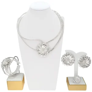 Women Fine Jewelry Fashion Ladies Exaggerated Jewelry Bracelet Necklace Silver Plated Irregular Jewelry Set