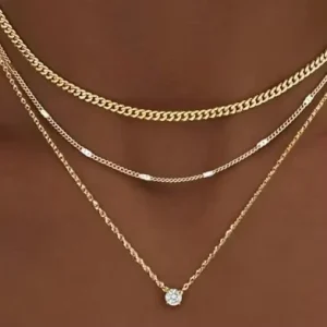 Women Gifts Layered Gold Necklaces for Women 14K Gold Sterling Silver Plated Dainty Pendant Necklace Set Cuban Chain Choker