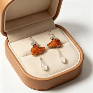 Women Ginkgo Leaf Drop Earrings Sparkling Zircon Trendy Daily Wear Fashion Earrings