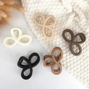 Women Girl Fashion Hair Accessories New Delicate Vintage Solid Color Simple Bow Hair Claws Retro Small Matte Shark Hair Clip
