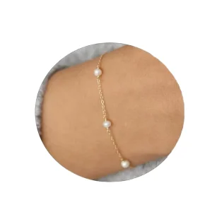 Women Gold Plated Pearl Bracelets Thin Chain Jewelry Charm Bracelets
