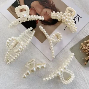 Women Hair Accessories Pearl Claw Korean Ins Style Women Large Hair Clips Girls Simple Fashion Hair Claw Clip