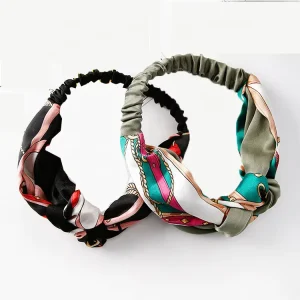 Women Headwrap Boho Chic Rose Knotted Custom logo Hairband Hair Accessories Elastic Makeup Colorful Headband