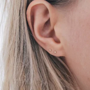 Women High Polished Glossy Blank 3MM Round Ball Bead Stainless Steel Stud Earring YE15760