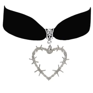 Women Hip Hop Pendant Y2K Jewelry Gothic Thorns Heart Punk Choker Necklace