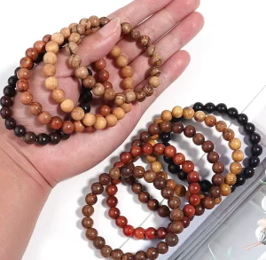 Women Men Wenge Wood Prayer Meditation Bangles Jewelry Natural Wooden Bead Bracelet Black Sandalwood Buddha Bracelet