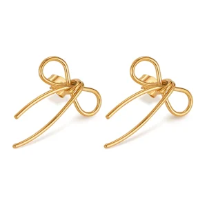Women Minimalist Stainless Steel Hypoallergenic Bow Earrings Fashionable Jewelry for Ladies