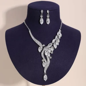 Women Necklace Earrings Crystal Fashion Bridal Jewelry Sets