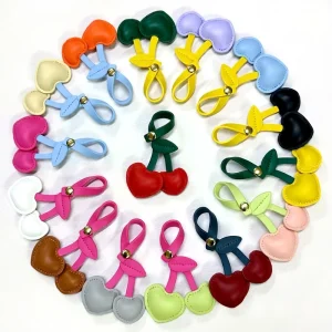 Women Peach Heart Cherry PU Vintage Keychain Bag Cute Fruit Luxury Pendant Jewelry Accessory Charm