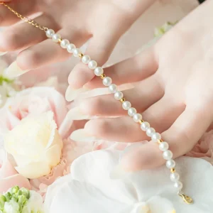 Women Pearl Chain Link Bracelets Elegant Bridal Wedding Mother Gift White Shell Pearl Natural Freshwater Pearl