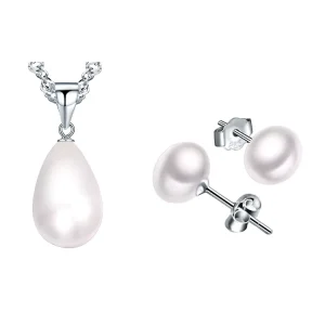 Women Pearl Earrings Necklace Fashion Jewellery Sets for Weeding