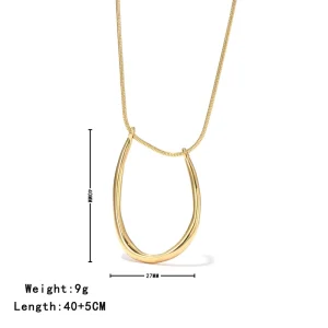 Women Pendant Necklace Luxury Style U Shape Pendant Stainless Steel Fashion Jewelry Necklace Accessories