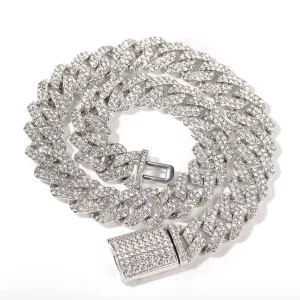 Women Punk Rock Full Diamond Hip hop Fashion 14K Gold Iced Out Lab Diamond Chain Cuban Link Chain