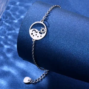 Women Stainless Steel Fashion Charm Bracelet Adjustable Bangle Bracelet Smooth Bracelet
