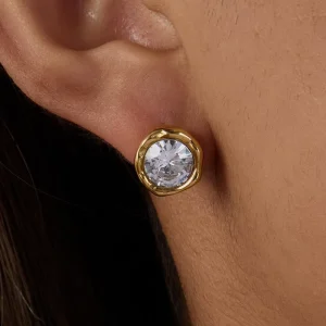 Women Stainless Steel Zircon Stud Earrings Non Fading Light Luxury High End Fashion Jewelry Best Seller Accessories Trendy Gift