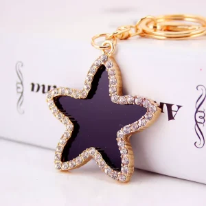 Women Star Starfish Key Chain Fashion Cute Pentagram Keychain Bag Charm Car Key Ring Wedding Party Gift Jewelry