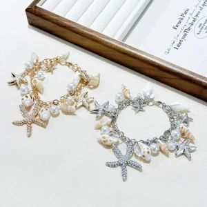 Women Summer Beach Jewelry Fashion Tide Inspired Layered Wrist Accessories Trendy Boho Ocean Style Starfish Seashell Bracelet