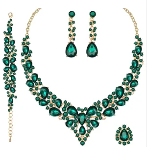 Women’S Jewelry Set Rhinestone Crystal Ball Necklace Earring Set