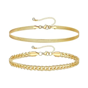 Women’s 14k Gold Plated Miami Cuban Ankle Bracelet Waterproof 316L Stainless Steel Cuban Link Chain Anklet Beach Jewelry