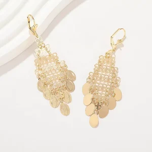 Women’s 18K Gold Plated Hoop Drop Earrings Copper Alloy Luxury Fashion Elegant Accessories