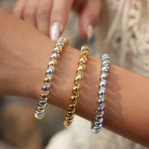 Women’s 18K Gold Stainless Steel Spiral Multi Layer Wrap Telephone Wire Open Charm Bracelet